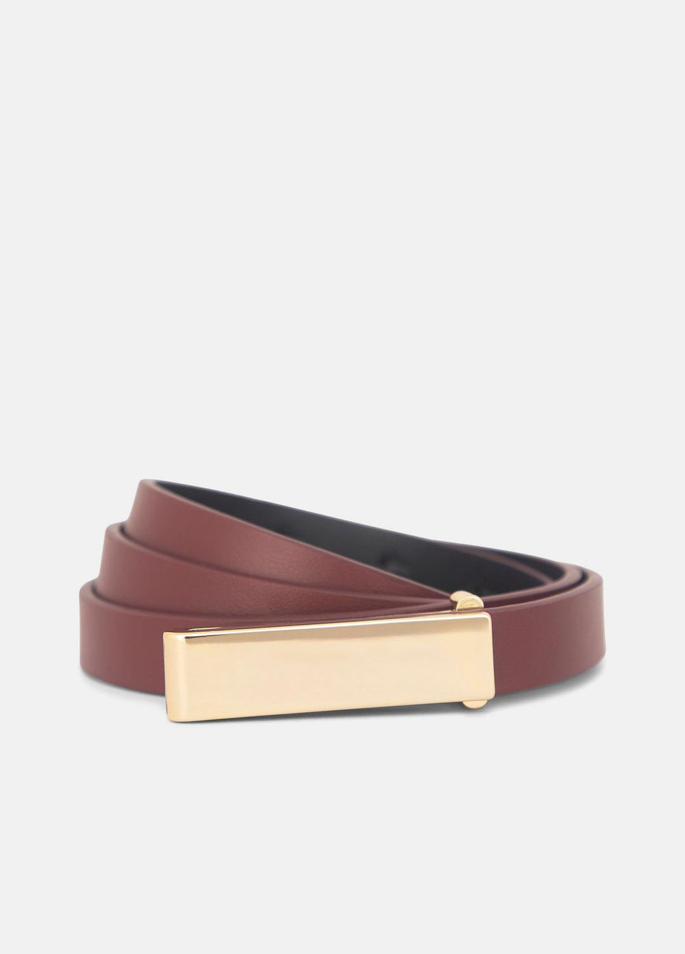 Women's 15mm Elongated Plaque Leather Belt in Belts | VINCE Women
