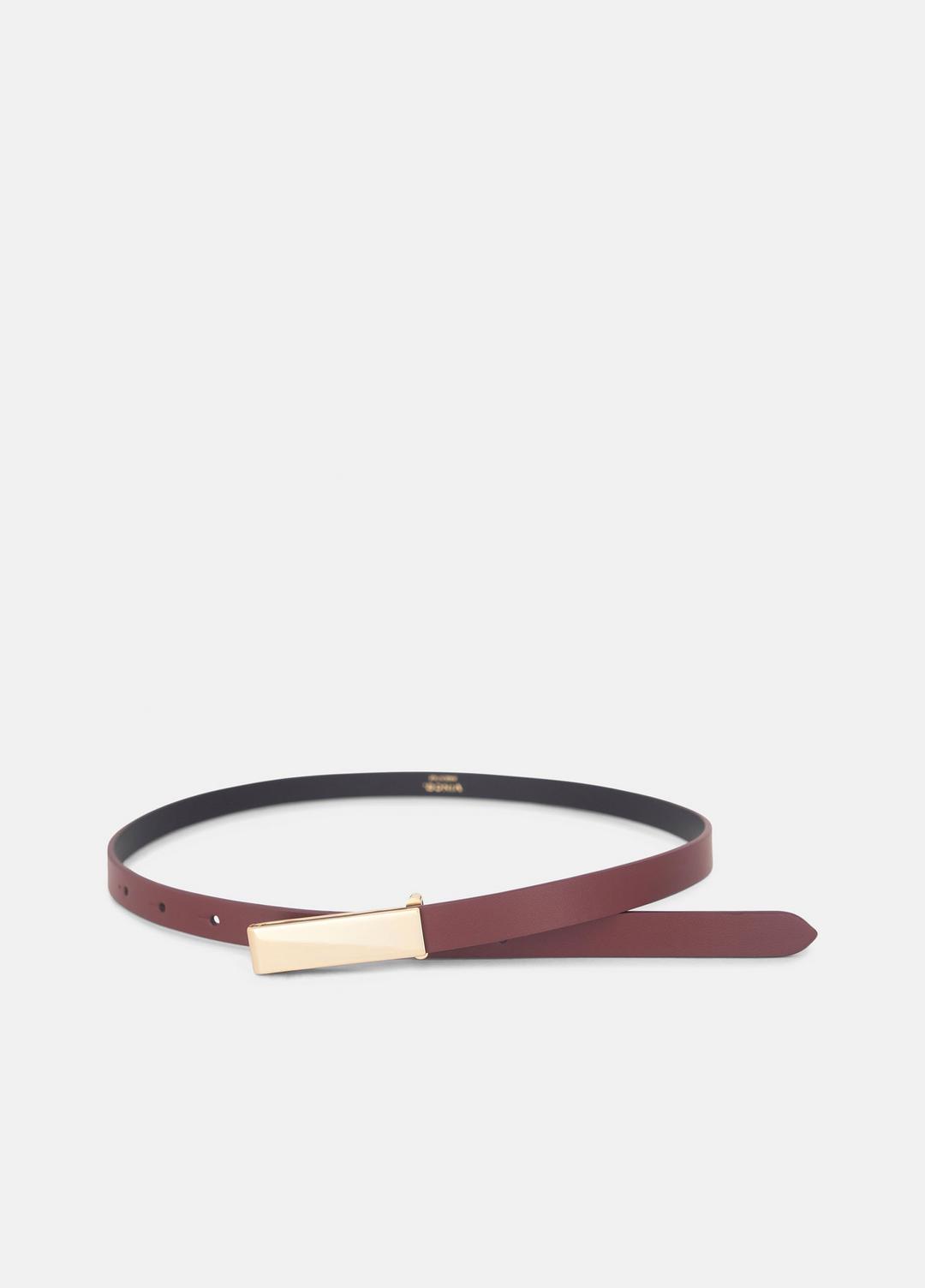 Women's 15mm Elongated Plaque Leather Belt in Belts | VINCE Women
