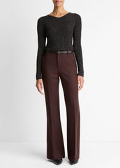 Metallic Ribbed High V-Neck Sweater in Vince Products Women | VINCE Women