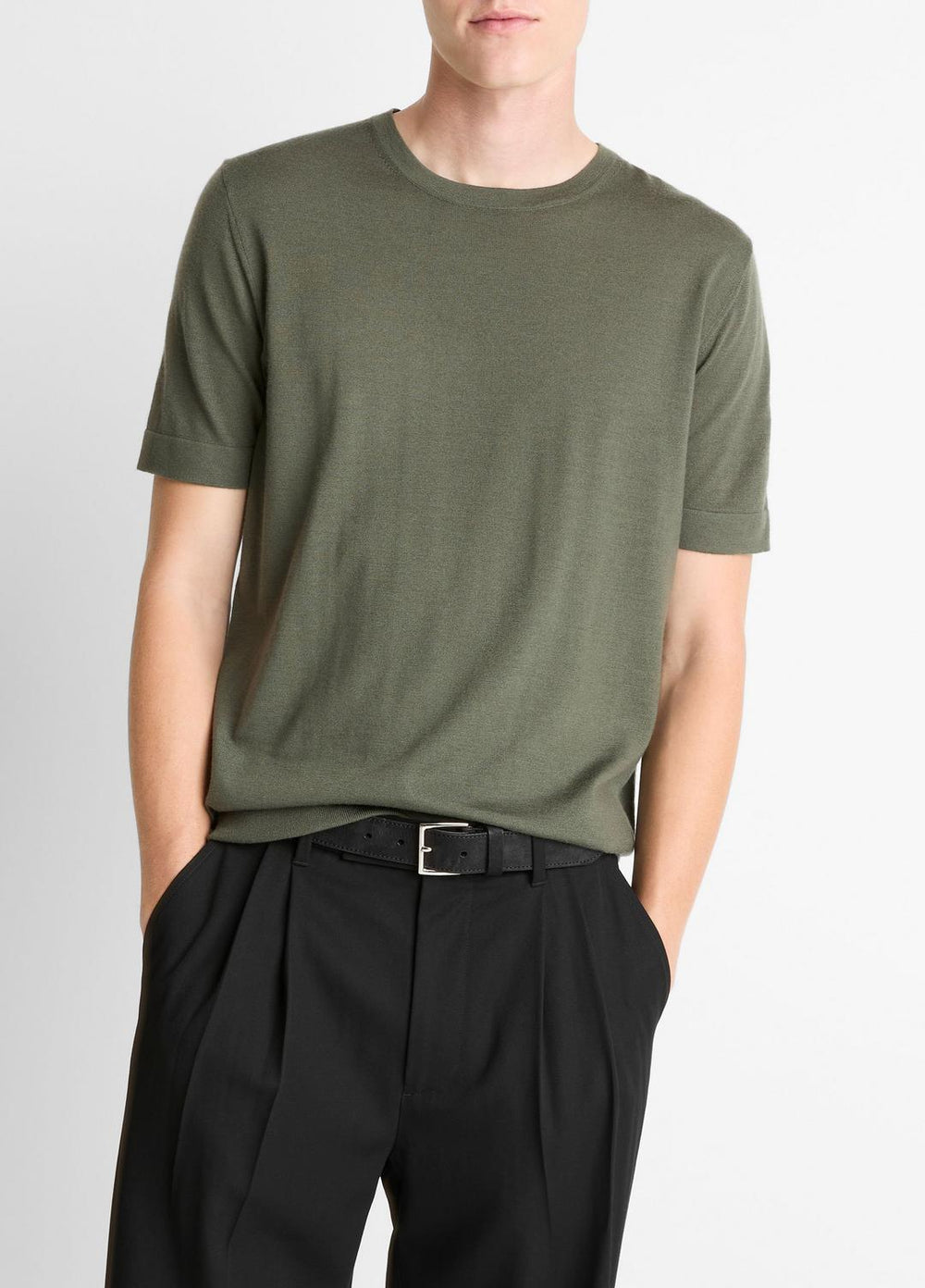 Featherweight Merino Wool-Cashmere Short-Sleeve Sweater in Short Sleeve | VINCE Men