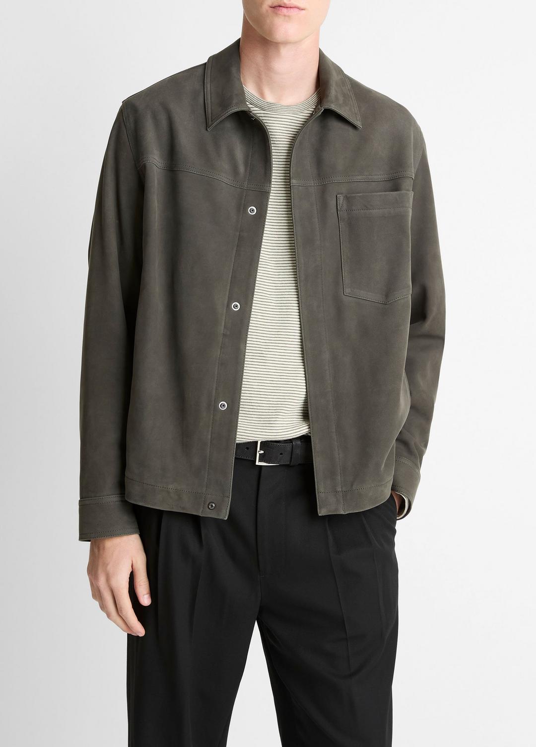 Nubuck Leather Trucker Jacket in Leather Jackets | VINCE Men