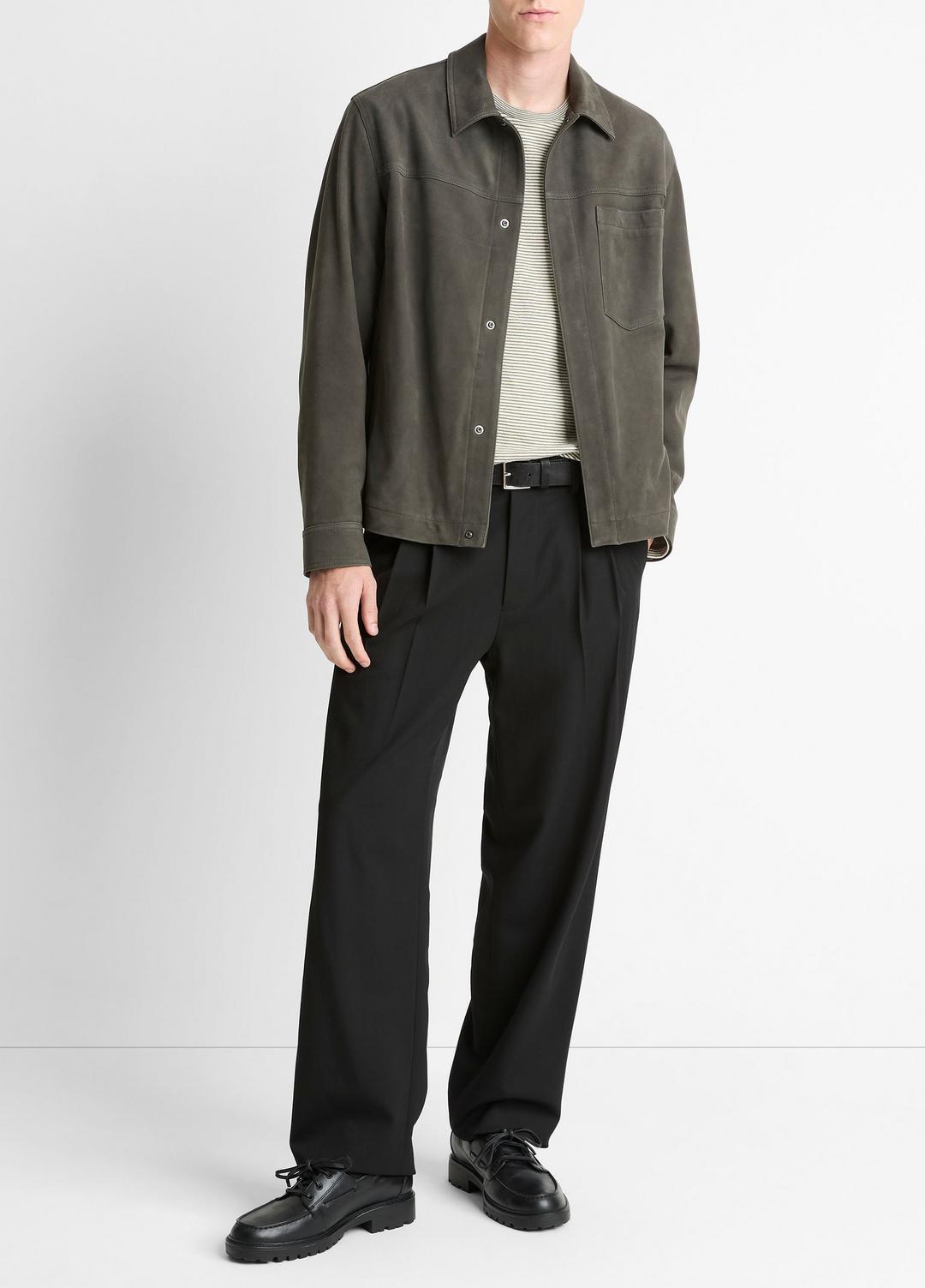 Nubuck Leather Trucker Jacket in Leather Jackets | VINCE Men