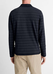 Jacquard-Stripe Cotton Long-Sleeve Polo Shirt in Long Sleeve | VINCE Men