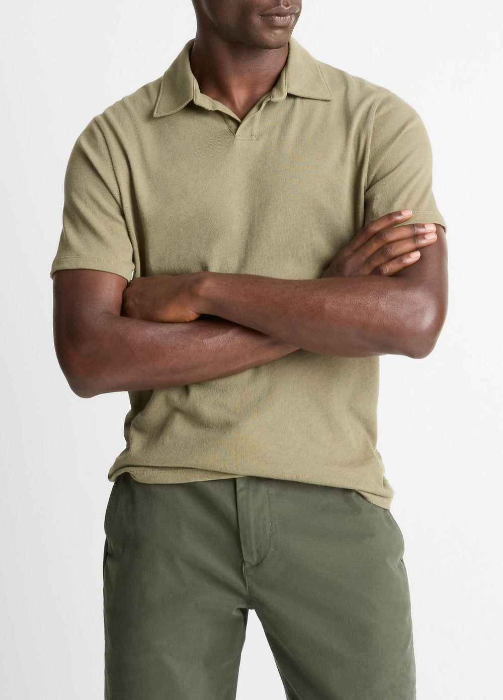 Cotton Johnny-Collar Polo Shirt in Henleys & Polos | VINCE Men