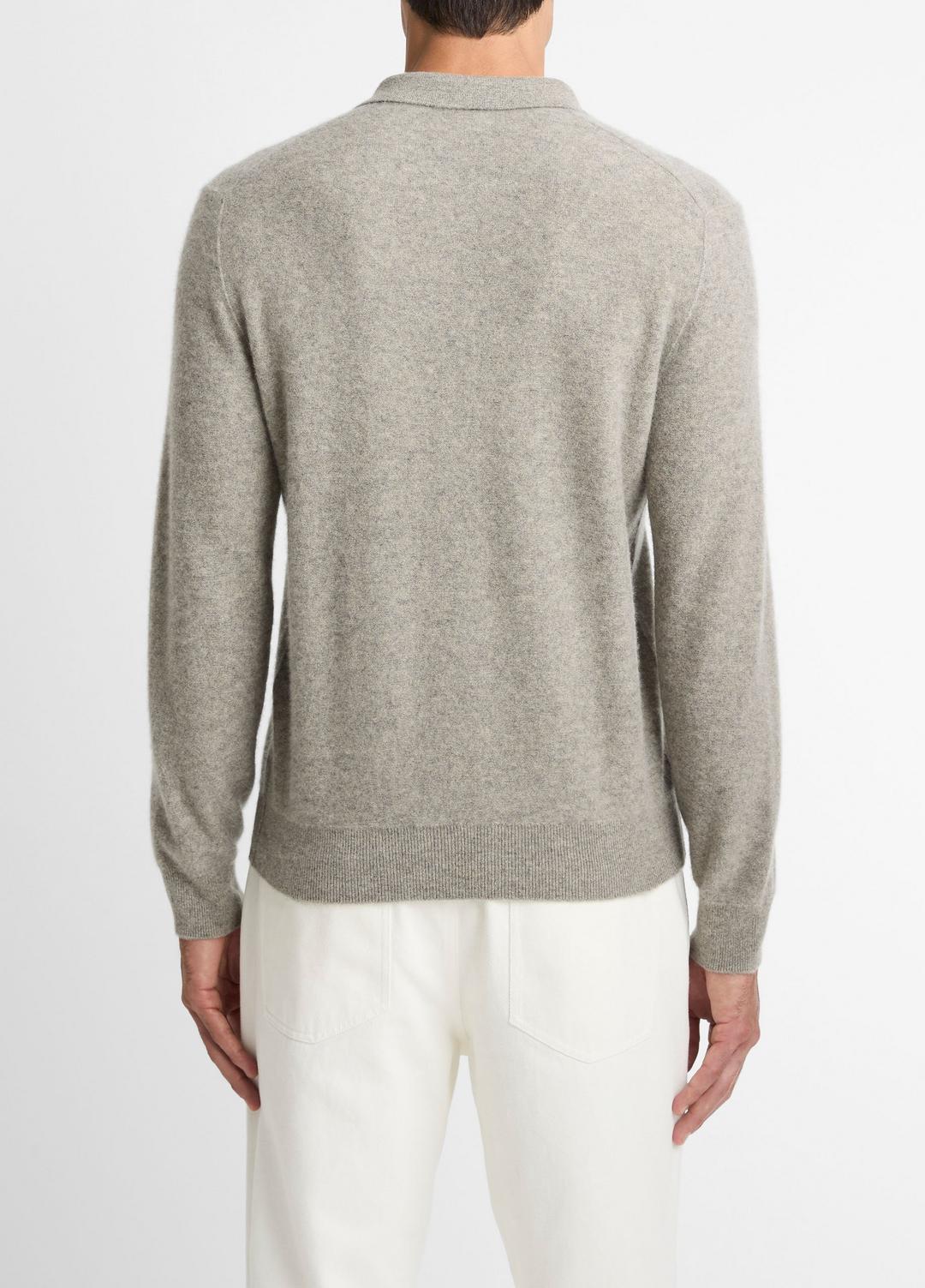 Plush Cashmere Johnny-Collar Polo in Cashmere | VINCE Men