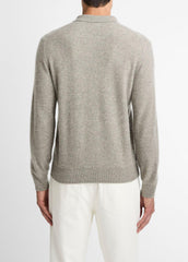 Plush Cashmere Johnny-Collar Polo in Cashmere | VINCE Men
