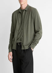Featherweight Merino Wool-Cashmere Sweater Shirt in Long Sleeve | VINCE Men