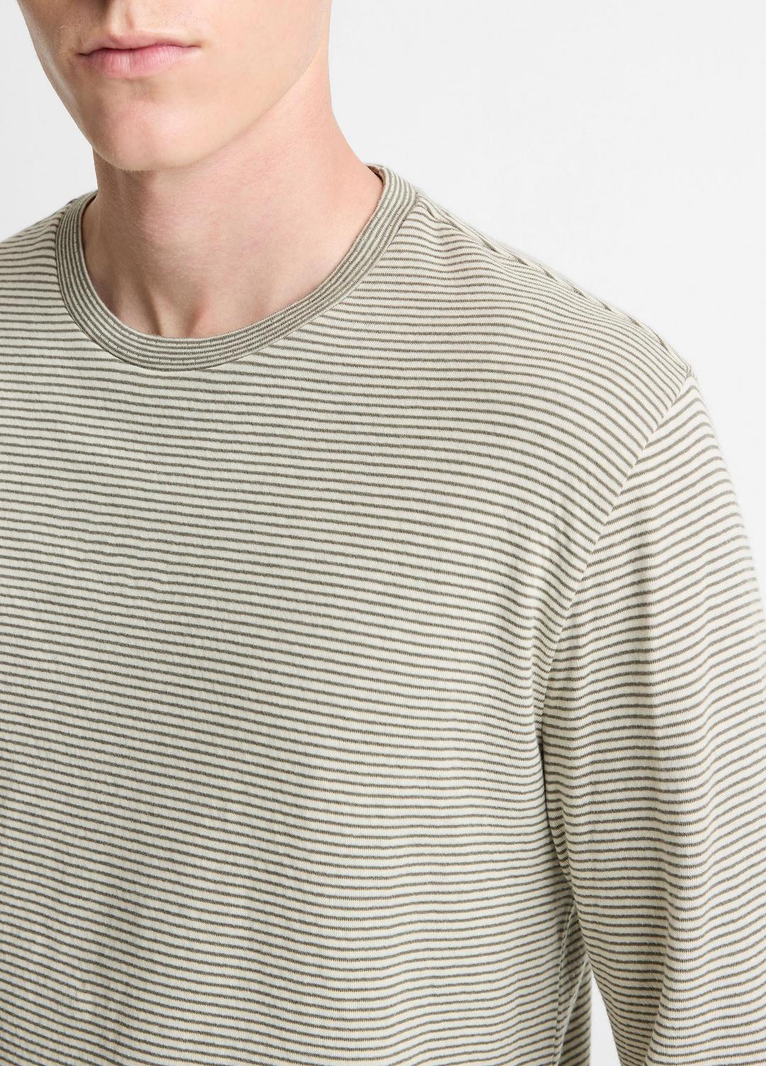 Striped Double-Knit Pima Cotton Long-Sleeve T-Shirt in Long Sleeve | VINCE Men