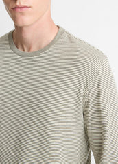 Striped Double-Knit Pima Cotton Long-Sleeve T-Shirt in Long Sleeve | VINCE Men