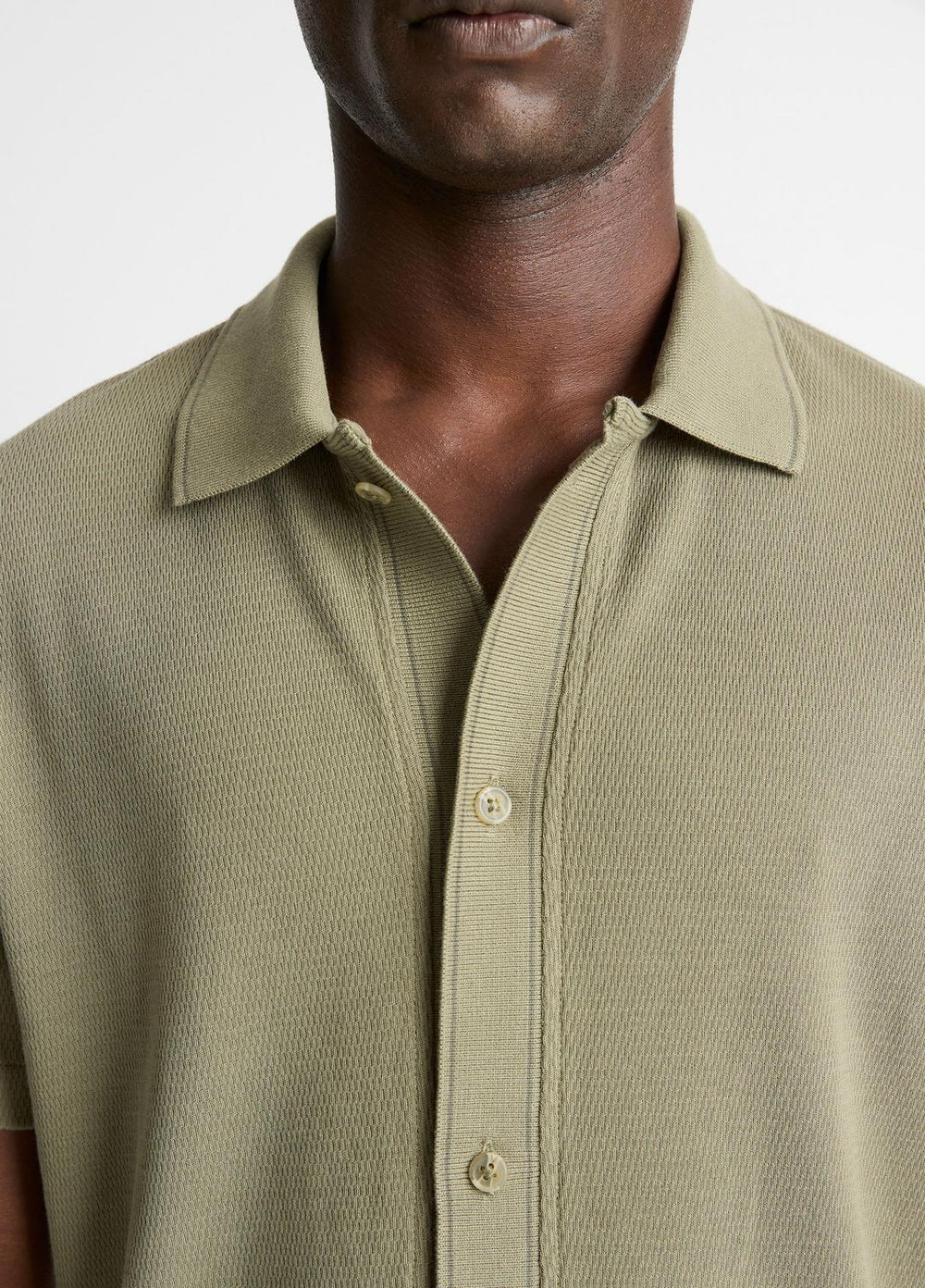 Jacquard-Knit Cotton Short-Sleeve Button-Front Shirt in Short Sleeve | VINCE Men