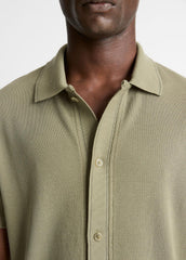 Jacquard-Knit Cotton Short-Sleeve Button-Front Shirt in Short Sleeve | VINCE Men