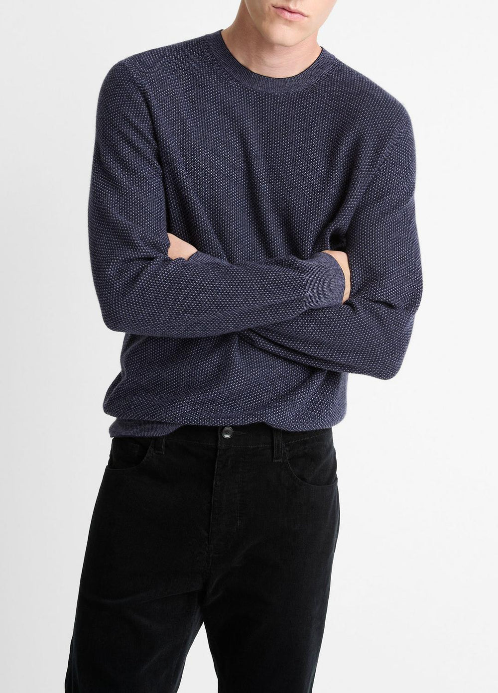 Geo-Jacquard Wool-Blend Crew Neck Sweater in Crew Neck | VINCE Men