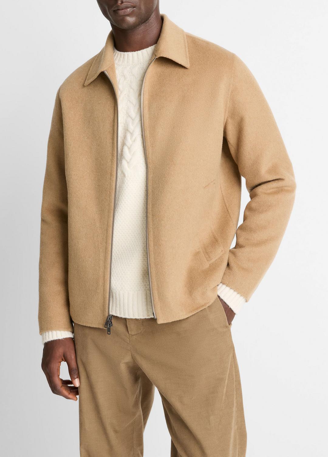 Splittable Wool-Blend Zip-Front Jacket in Jackets | VINCE Men
