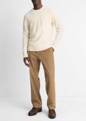 Airspun Merino Wool Cable-Yoke Sweater in Crew Neck | VINCE Men