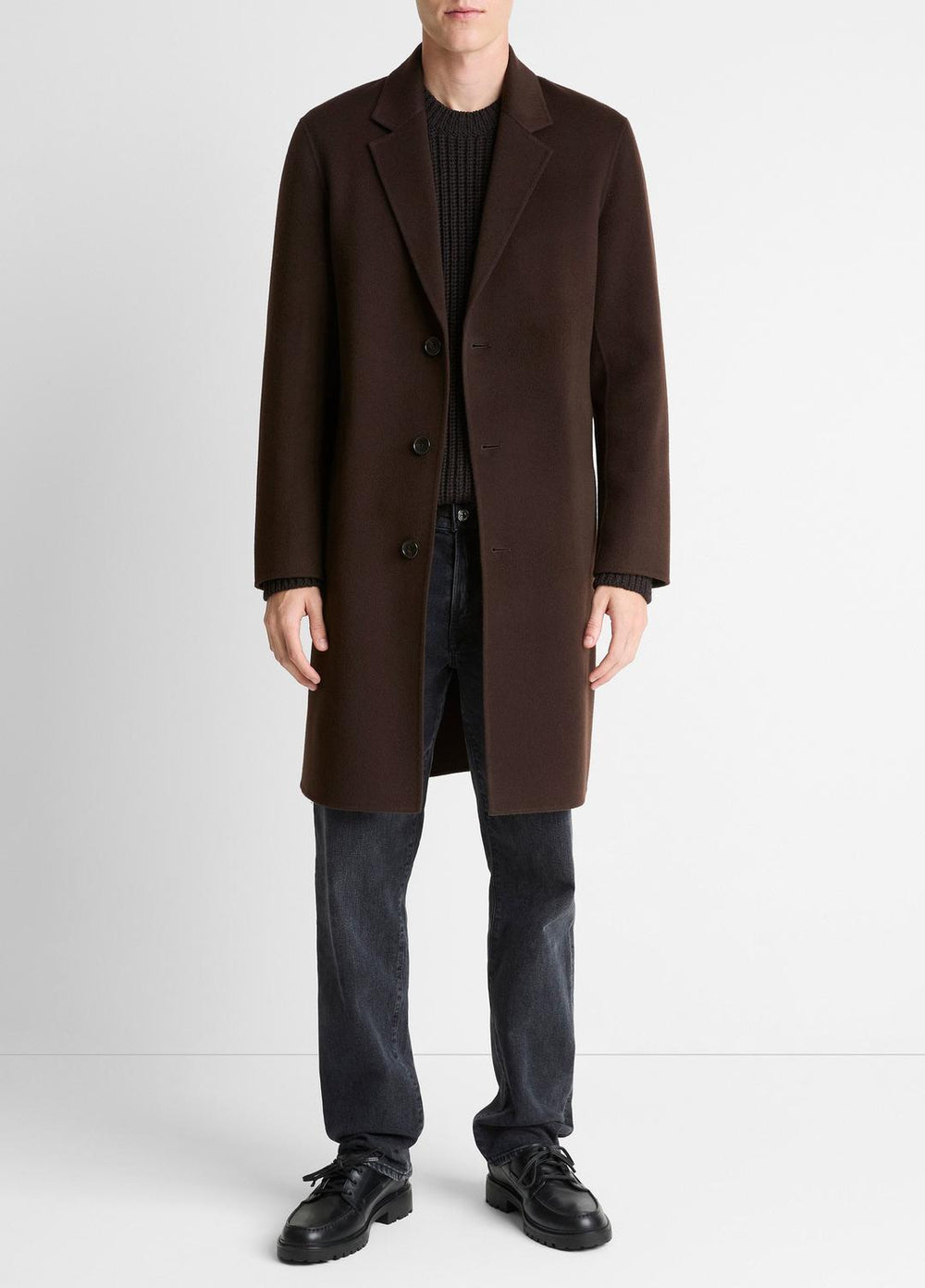 Splittable Wool-Cashmere Single-Breasted Topcoat in Coats | VINCE Men
