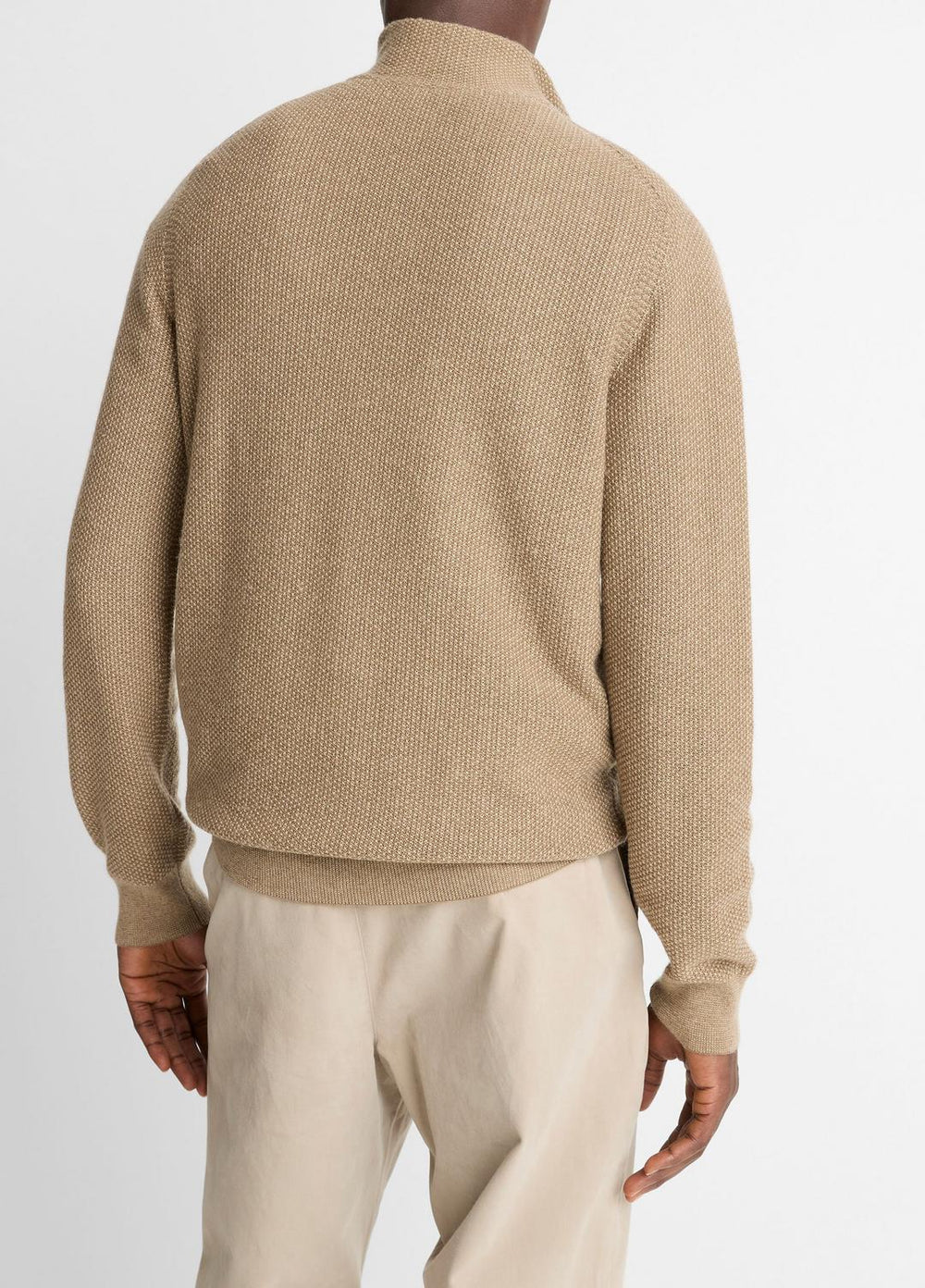 Geo-Jacquard Wool-Blend Quarter-Zip Sweater in Crew Neck | VINCE Men