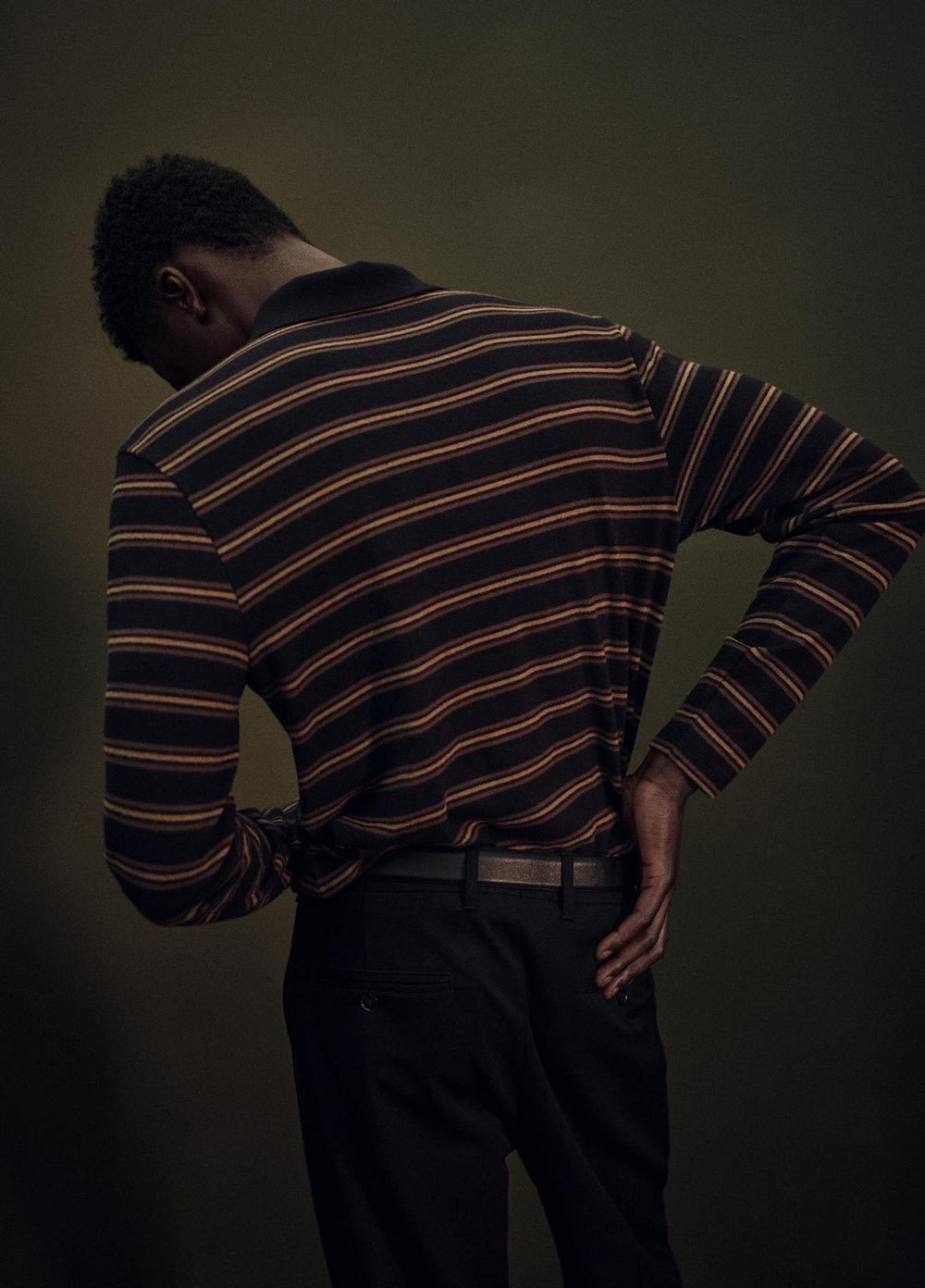 Striped Cotton-Blend Long-Sleeve Polo Shirt in Henleys & Polos | VINCE Men