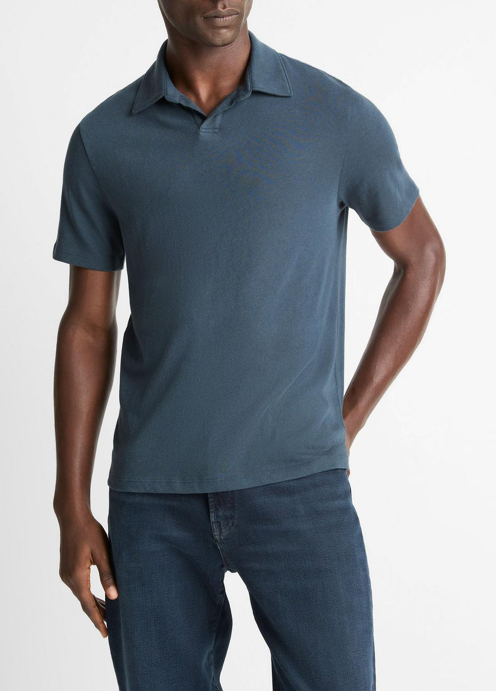 Cotton Johnny-Collar Polo Shirt in Henleys & Polos | VINCE Men