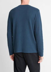 Striped Double-Knit Pima Cotton Long-Sleeve T-Shirt in Long Sleeve | VINCE Men