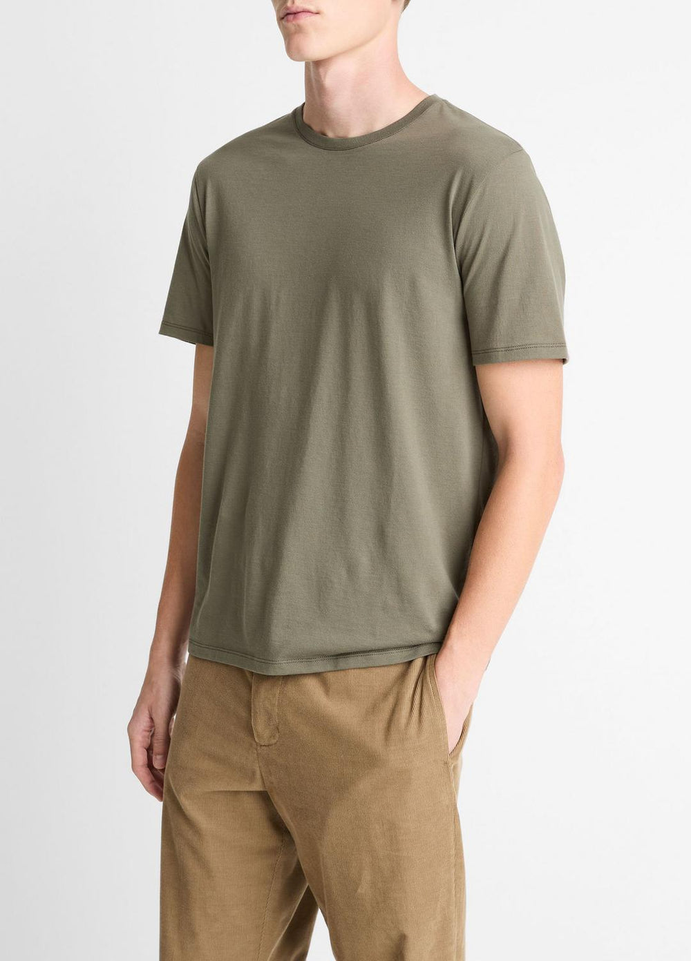 Pima Cotton Crew Neck T-Shirt in Short Sleeve | VINCE Men