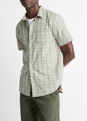 Polson Plaid Cotton Short-Sleeve Button-Front Shirt in Short Sleeve | VINCE Men