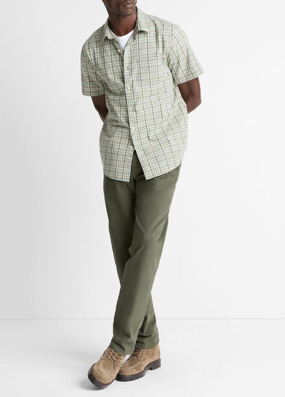 Polson Plaid Cotton Short-Sleeve Button-Front Shirt in Short Sleeve | VINCE Men