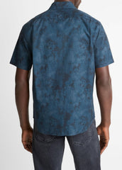 Dyed Camouflage Cotton Short-Sleeve Button-Front Shirt in Short Sleeve | VINCE Men