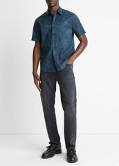 Dyed Camouflage Cotton Short-Sleeve Button-Front Shirt in Short Sleeve | VINCE Men