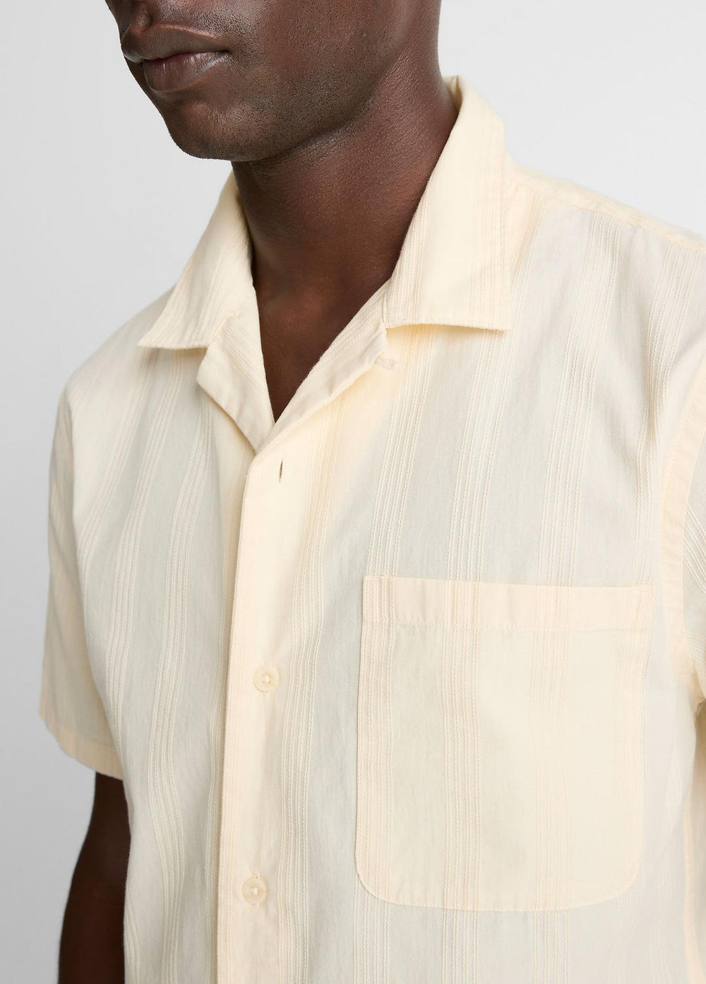 Union Stripe Cotton Short-Sleeve Loop-Collar Shirt in Short Sleeve | VINCE Men