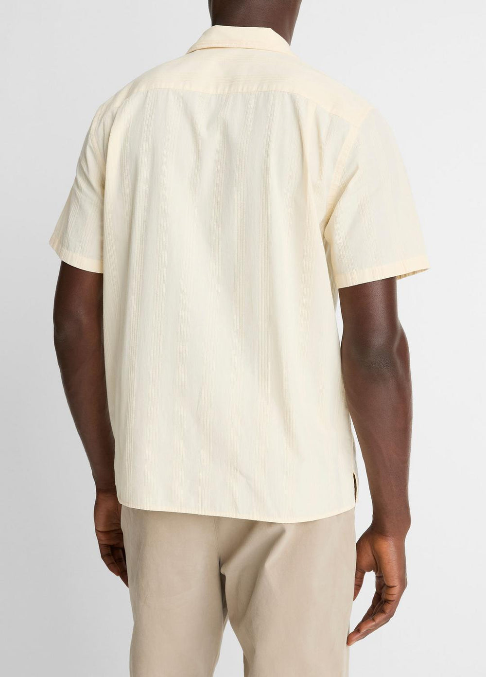 Union Stripe Cotton Short-Sleeve Loop-Collar Shirt in Short Sleeve | VINCE Men