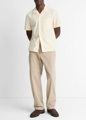 Union Stripe Cotton Short-Sleeve Loop-Collar Shirt in Short Sleeve | VINCE Men