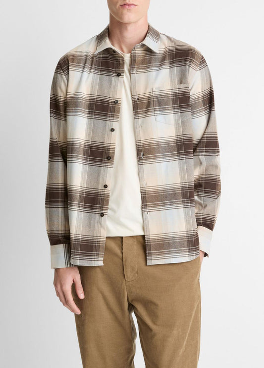 Missoula Plaid Button-Front Shirt in Long Sleeve | VINCE Men