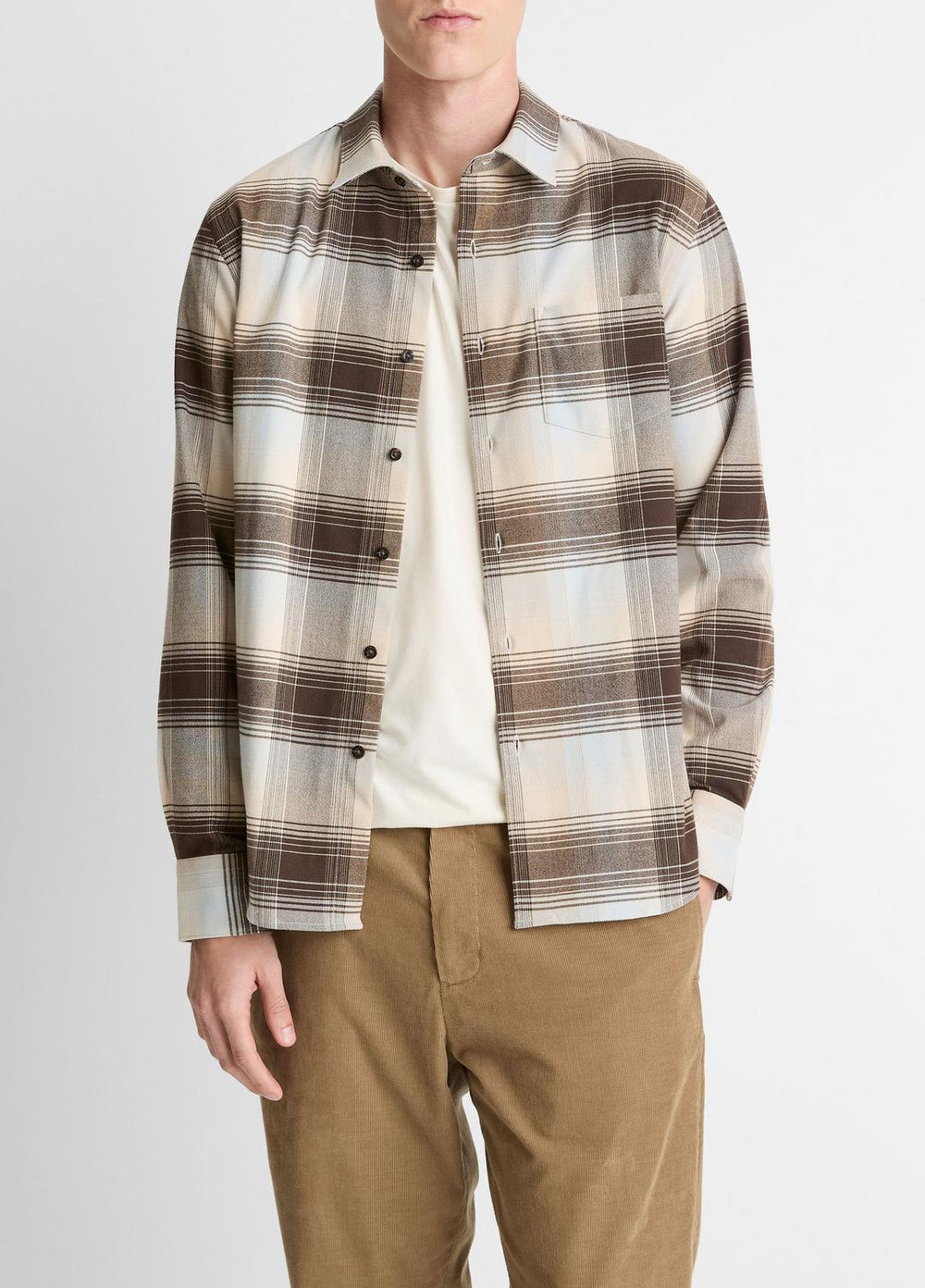 Missoula Plaid Button-Front Shirt in Long Sleeve | VINCE Men