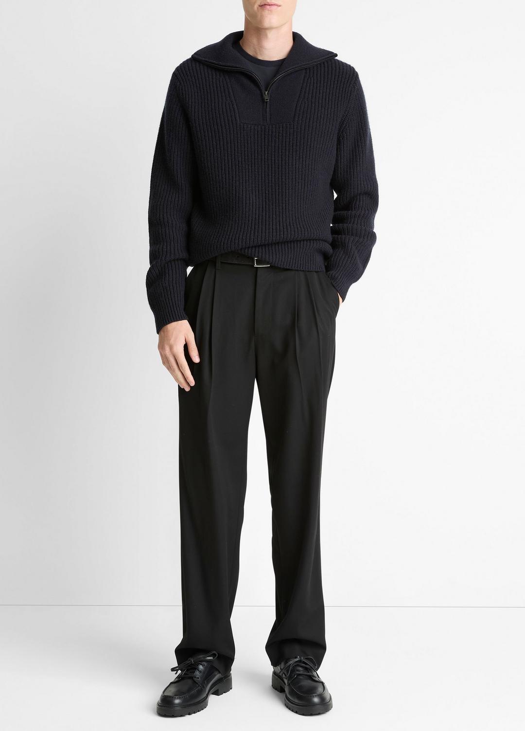 Heirloom Shaker Wool-Cashmere Quarter-Zip Sweater in Quarter Zip | VINCE Men