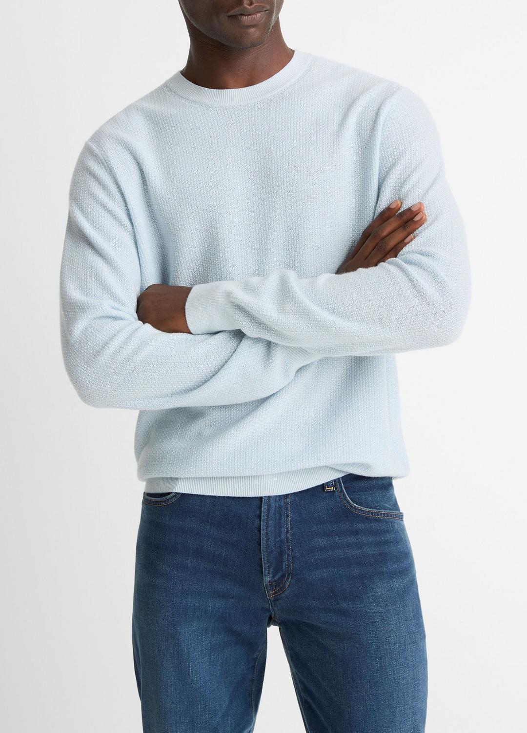 Geo-Jacquard Wool-Blend Crew Neck Sweater in Crew Neck | VINCE Men