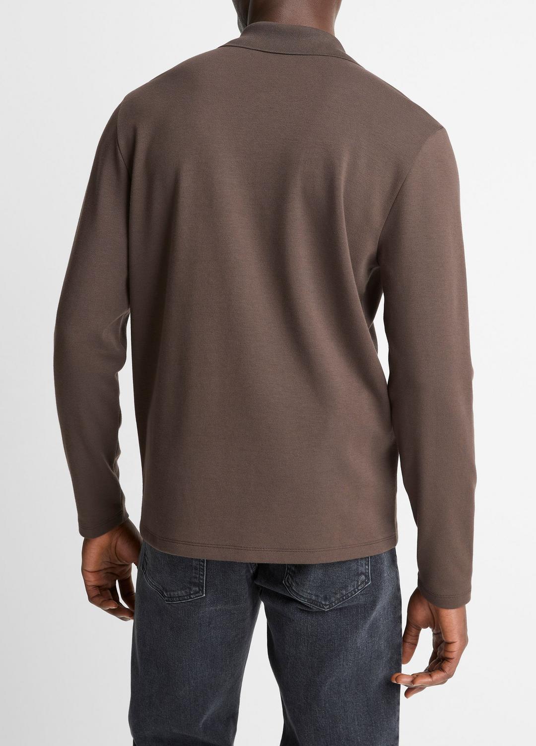 Milano Pima Cotton-Blend Johnny-Collar Shirt in Long Sleeve | VINCE Men