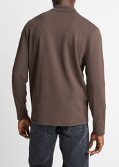 Milano Pima Cotton-Blend Johnny-Collar Shirt in Long Sleeve | VINCE Men