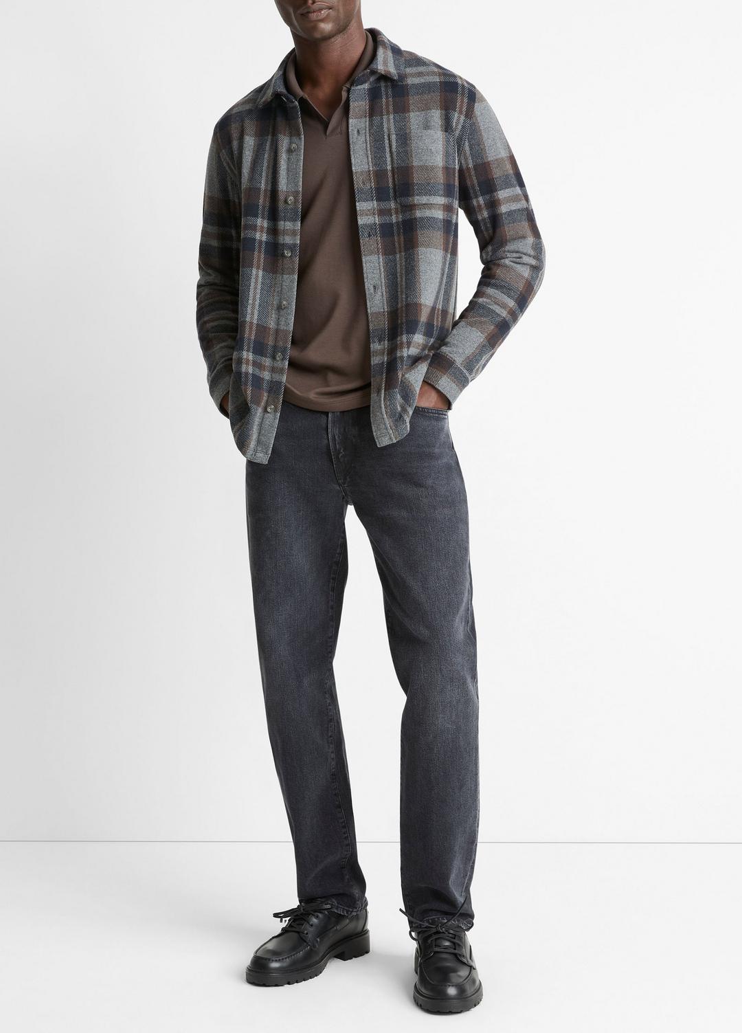 Plaid Cotton-Blend Shirt Jacket in Shirt Jackets | VINCE Men