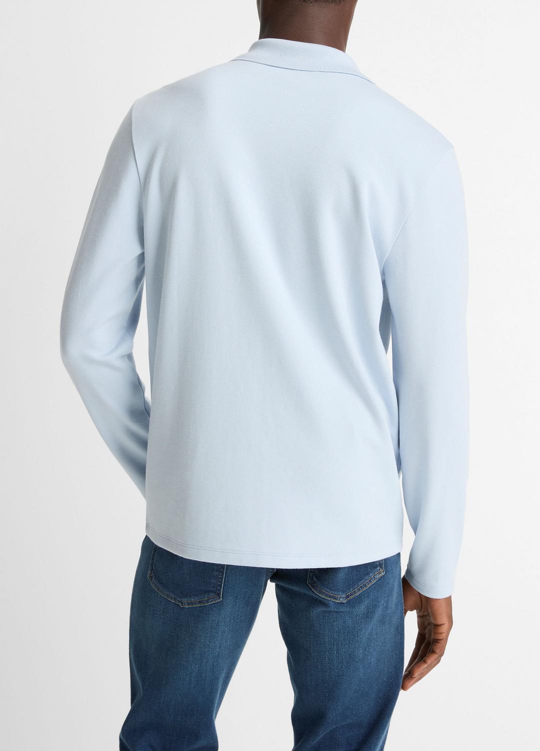 Milano Pima Cotton-Blend Johnny-Collar Shirt in Long Sleeve | VINCE Men