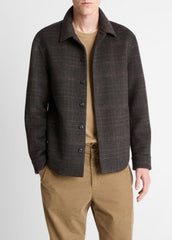 Plaid Splittable Wool-Blend Shirt Jacket in Shirt Jackets | VINCE Men
