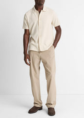 Jacquard-Knit Cotton Short-Sleeve Button-Front Shirt in Short Sleeve | VINCE Men