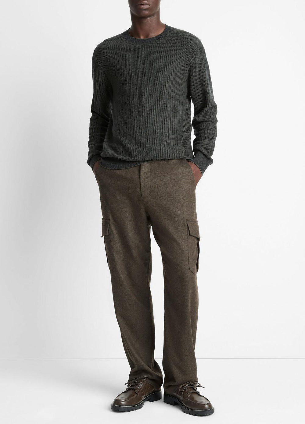 Geo-Jacquard Wool-Blend Crew Neck Sweater in Crew Neck | VINCE Men