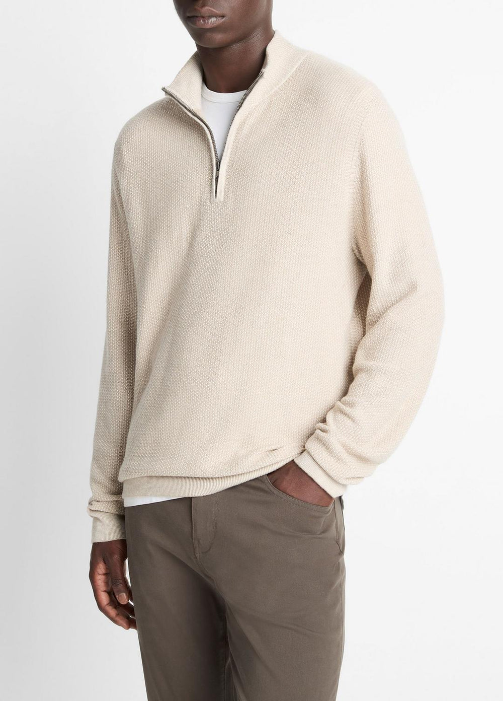 Geo-Jacquard Wool-Blend Quarter-Zip Sweater in Quarter Zip | VINCE Men