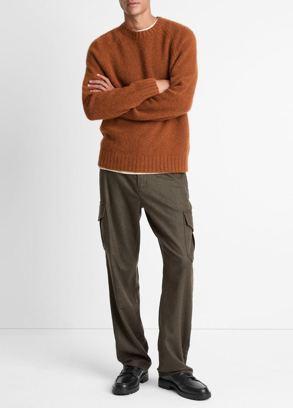 Donegal Cashmere Raglan-Sleeve Sweater in Crew Neck | VINCE Men