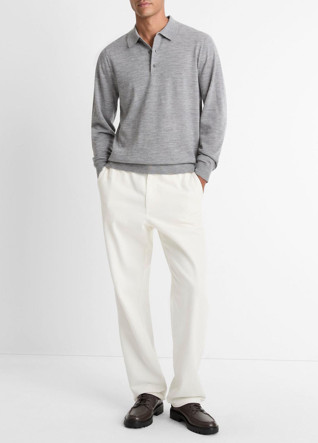 Wool Polo Sweater in Sweaters | VINCE Men