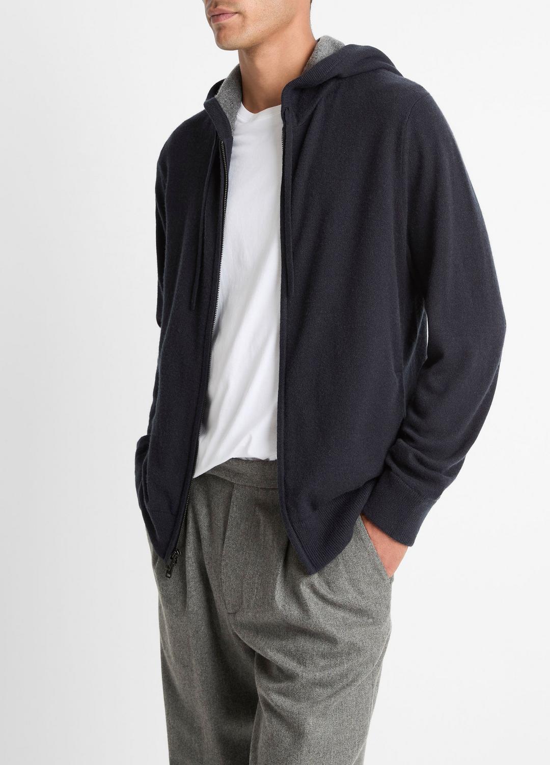 Cashmere Zip-Front Hoodie in Cashmere | VINCE Men