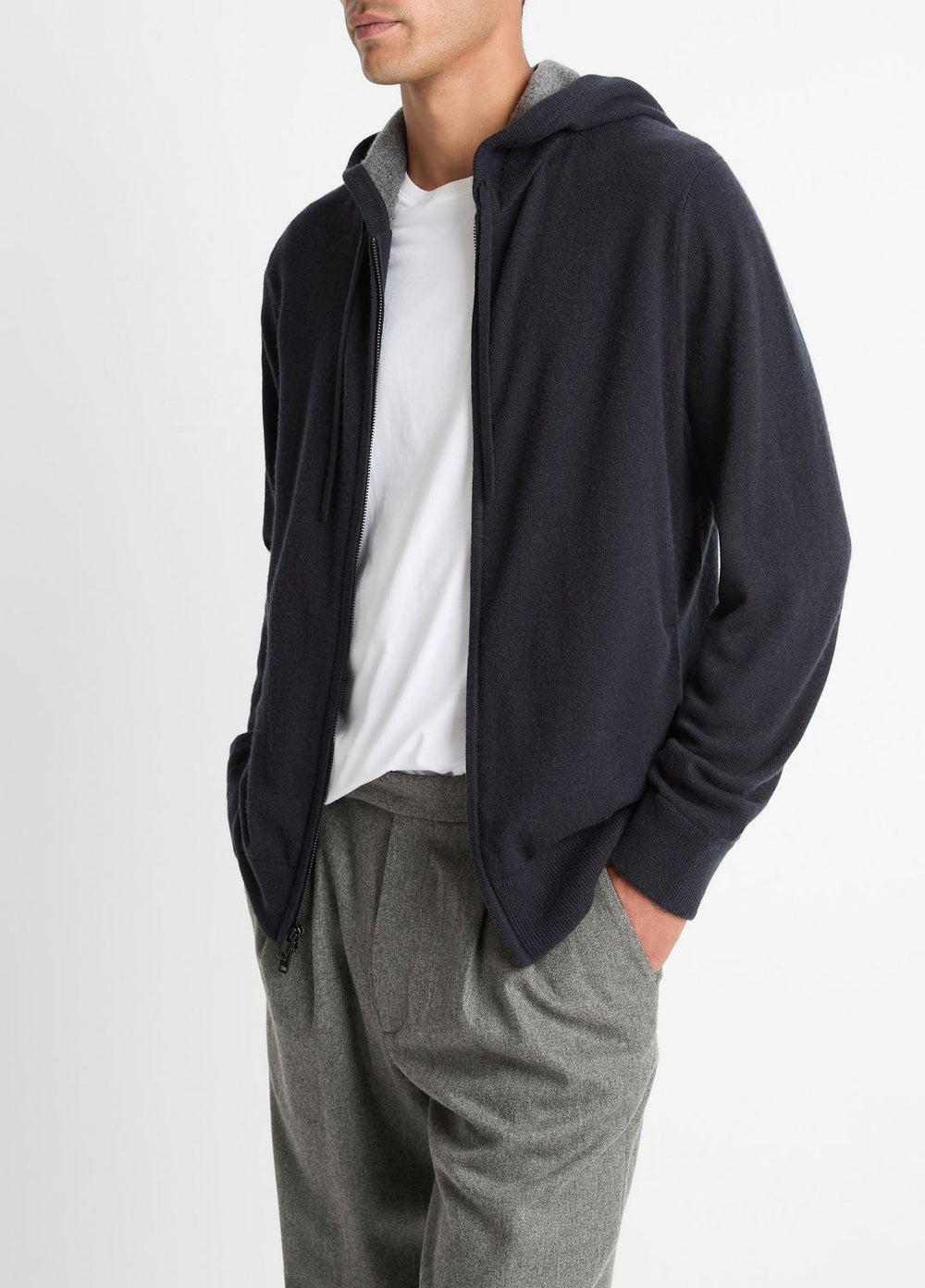 Cashmere Zip-Front Hoodie in Cashmere | VINCE Men