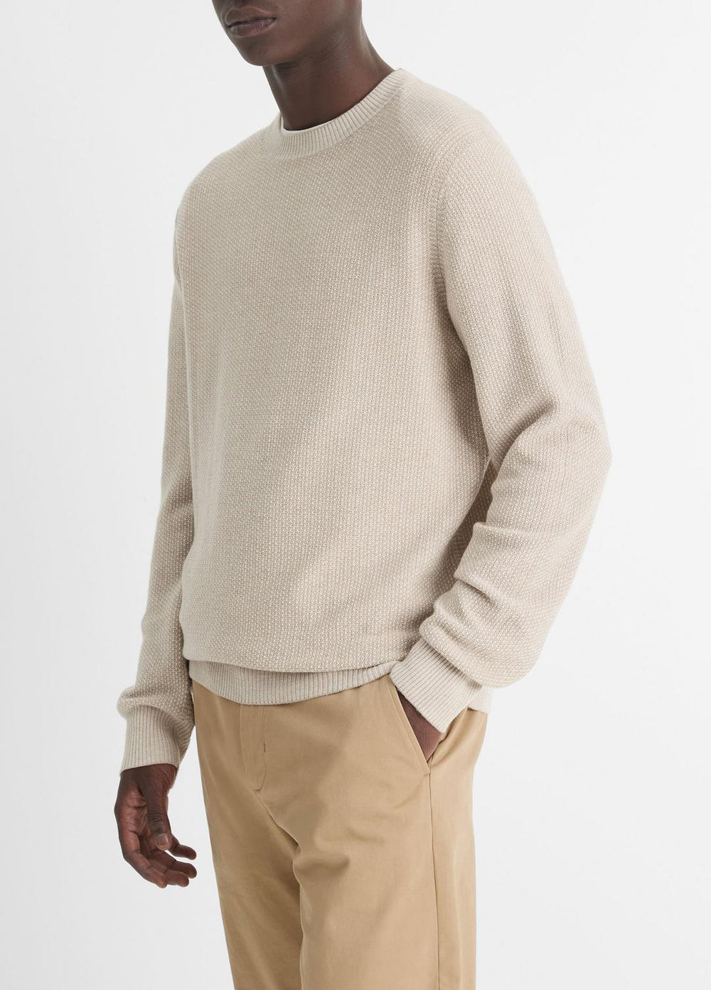 Geo-Jacquard Wool-Blend Crew Neck Sweater in Crew Neck | VINCE Men