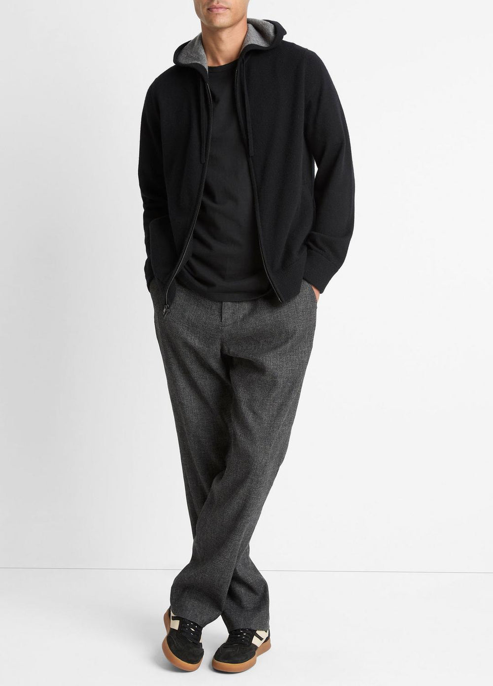 Cashmere Zip-Front Hoodie in Cashmere | VINCE Men