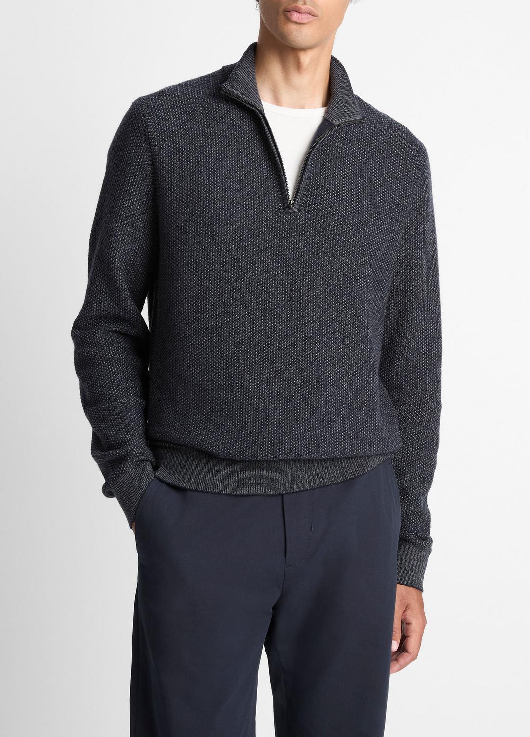 Geo-Jacquard Wool-Blend Quarter-Zip Sweater in Quarter Zip | VINCE Men
